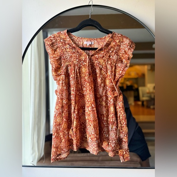 SUNDRY | Floral Flutter Sleeve top | size 2 (m/L) - Picture 2 of 7